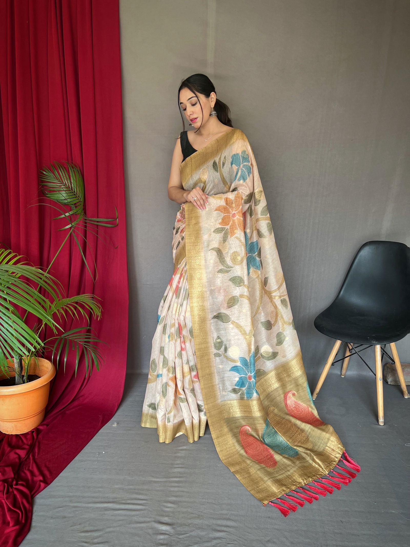 Vaibhavi Digital Printed Chanderi Silk Sarees
